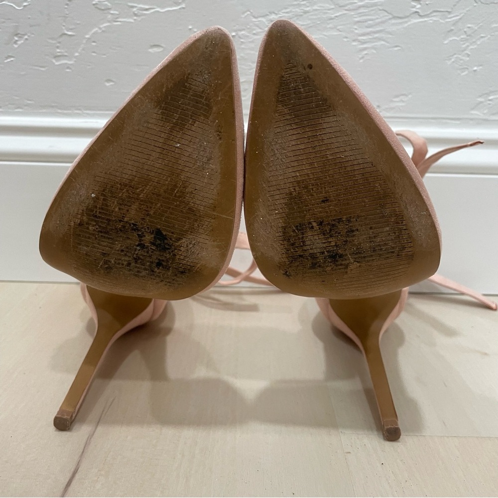Forever 21 Heels Pointed Toe Wrap Around Ankle Tie Women's 7 Baby Pink Blush - Picture 12 of 15